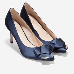 Cole Haan Ina Women Satin bow Marine Blue Pumps